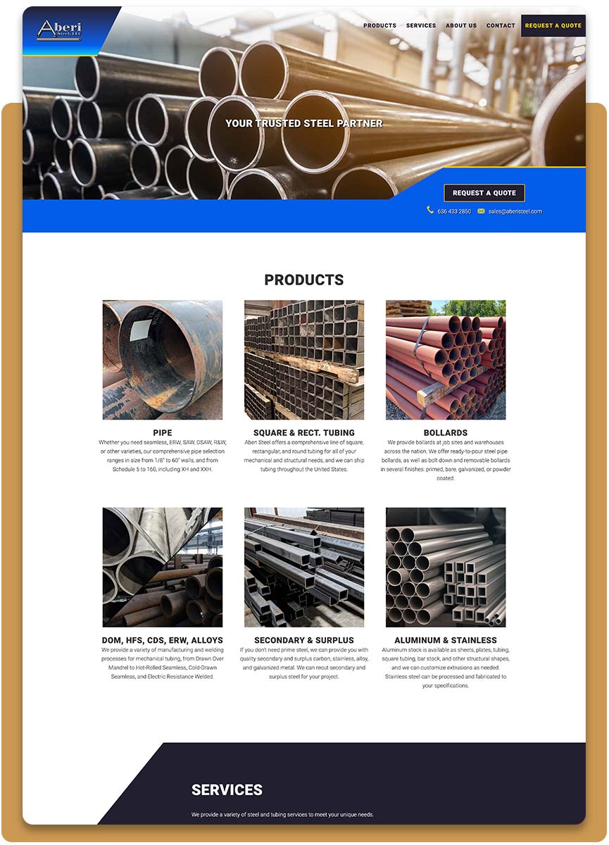 Aberi Steel Website