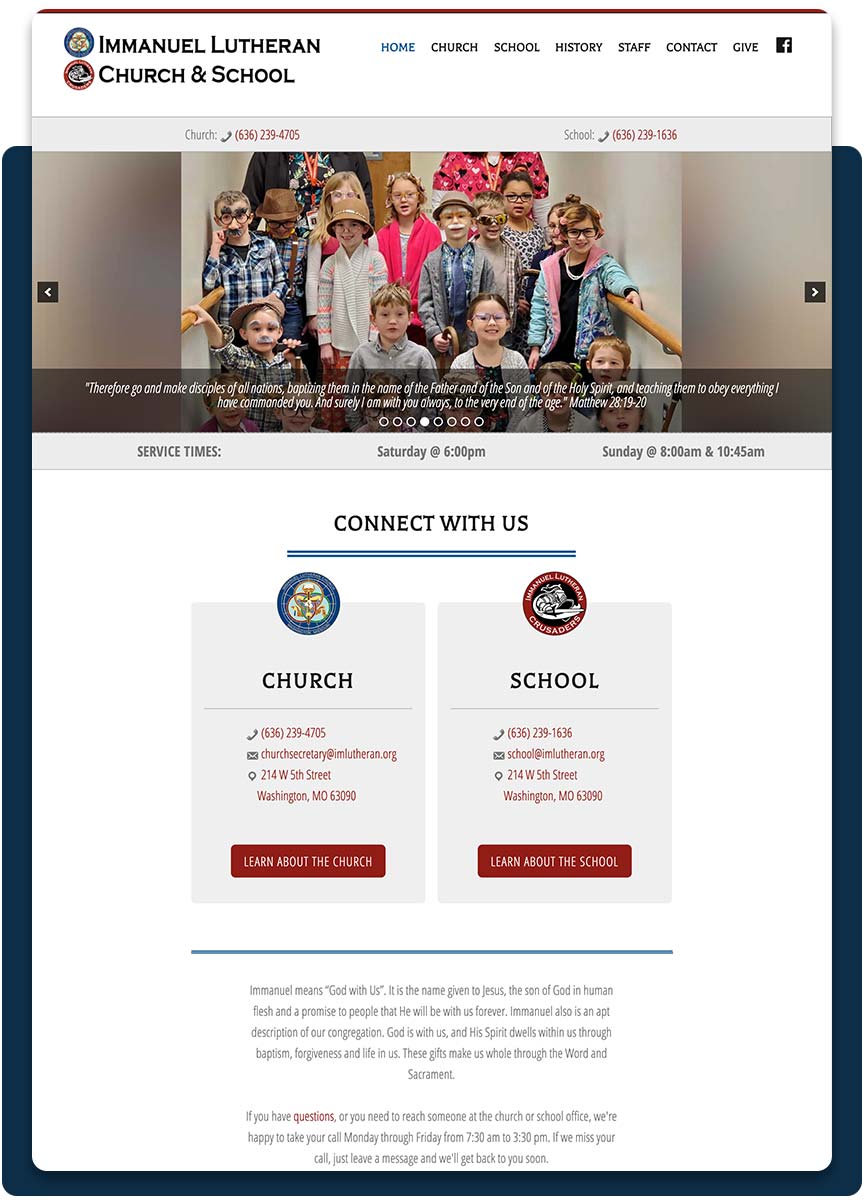 Immanuel Lutheran Website Strategy + Design