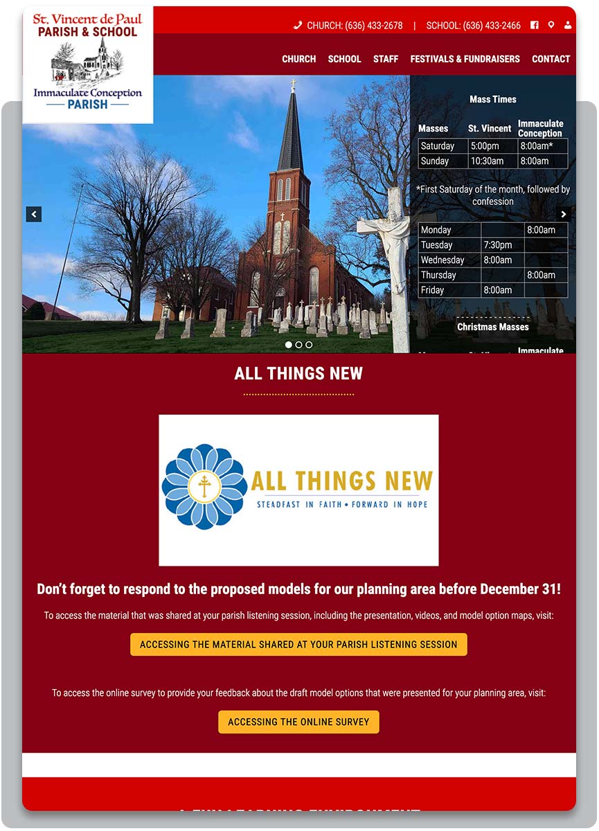 St Vincent and Immaculate Conception Website